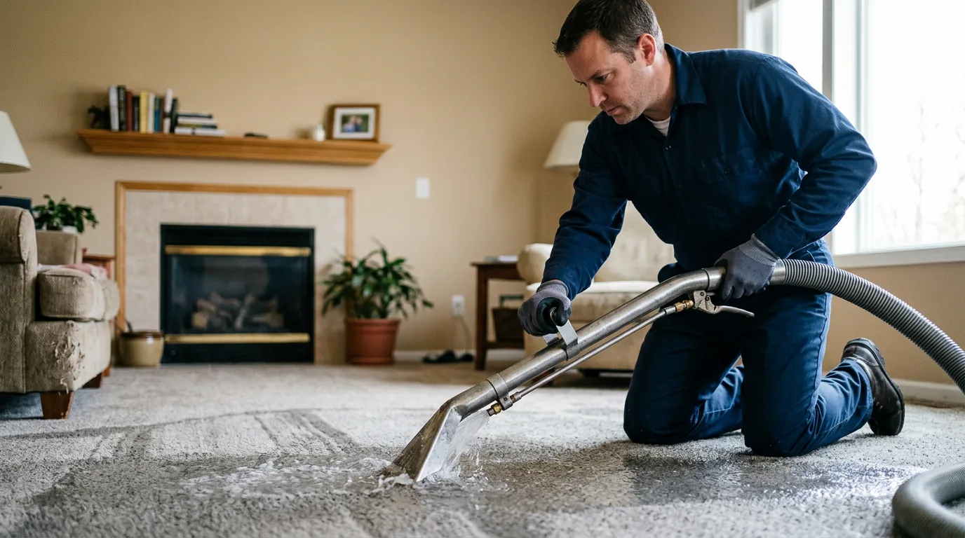 Water damage restoration technician working near Blessing, TX